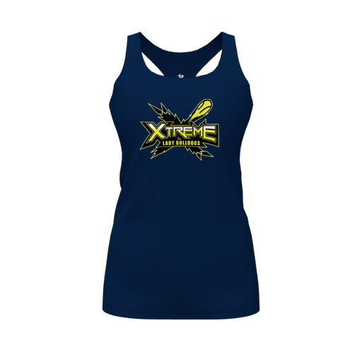 [CUS-DFW-RCBK-PER-NVY-FYS-LOGO1] Racerback Tank Top (Female Youth S, Navy, Logo 1)