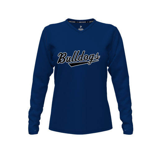 [FTLVCFNV-FYXS-LOGO2] Decker Comfort T-Shirt (Female Youth XS, Navy, V Neck, Logo 2, Long Sleeve)