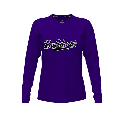 [CUS-DFW-TEES-CMF-VNK-LSL-PUR-FYXS-LOGO2] Comfort T-Shirt (Female Youth XS, Purple, V Neck, Logo 2, Long Sleeve)