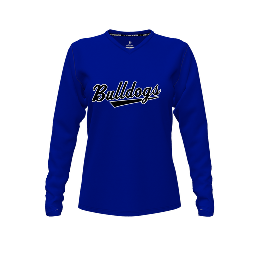 [FTLVPTRY-FYXS-LOGO2] Decker Performance T-Shirt (Female Youth XS, Royal, V Neck, Logo 2, Long Sleeve)