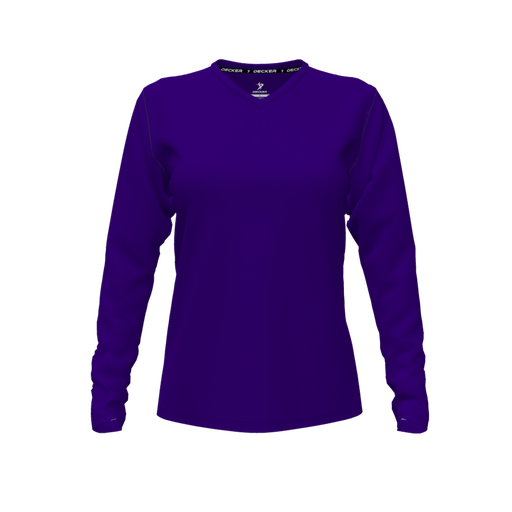 [FTLVPTPP-FYXS-LOGO3] Decker Performance T-Shirt (Female Youth XS, Purple, V Neck, Logo 3, Long Sleeve)
