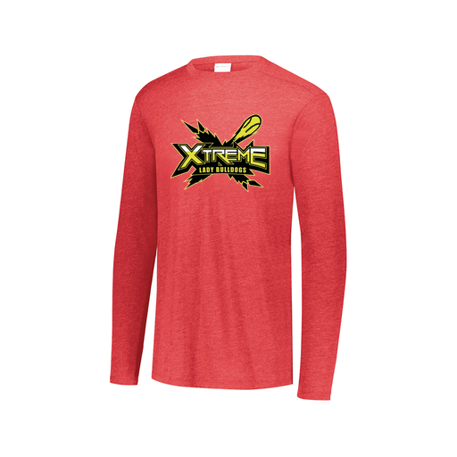 [3075.V96.XS-LOGO1] Decker Men's Tri-Blend T-Shirt - Long Sleeve (Adult XS, Red, Logo 1)