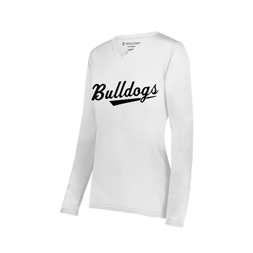 [222824.005.S-LOGO2] Ladies LS Smooth Sport Shirt (Female Adult S, White, Logo 2)