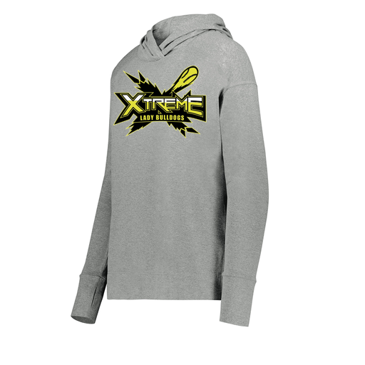 [222798-SIL-FAXS-LOGO1] Ladies Ventura Thin Knit Hoodie (Female Adult XS, Silver, Logo 1)